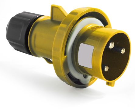 RS PRO IP67 Yellow Cable Mount 2P + E Industrial Power Plug, Rated At 32A, 100 → 130 V