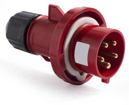 RS PRO Leistungssteckverbinder Stecker Rot 3P + N + E, 380 → 415 V / 16A, Kabelmontage IP 67