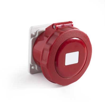 RS PRO IP67 Red Panel Mount 3P + N + E Industrial Power Socket, Rated At 16A, 380 → 415 V