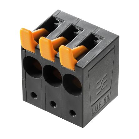 Weidmuller LU Series PCB Terminal Block, 3-Contact, 10mm Pitch, PCB Mount, 1-Row
