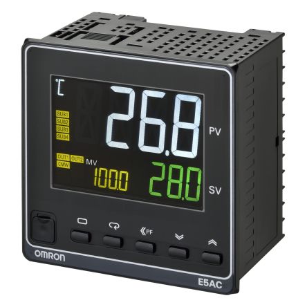 Omron E5AC PID Temperaturregler Tafelmontage, 4 X Relais Ausgang, 100 → 240 V, 96 X 96mm