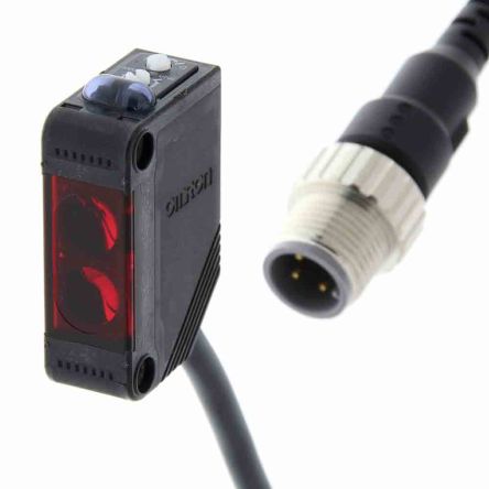 Omron Pre-wired M12 Connector Kubisch Optischer Sensor, Reflektierend, Bereich 100 Mm, PNP Ausgang