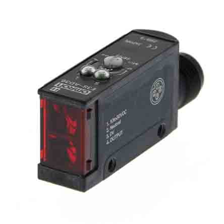 Omron E3S Kubisch Optischer Sensor, Diffus, Bereich 100 Mm, PNP Ausgang, M12-Steckverbinder