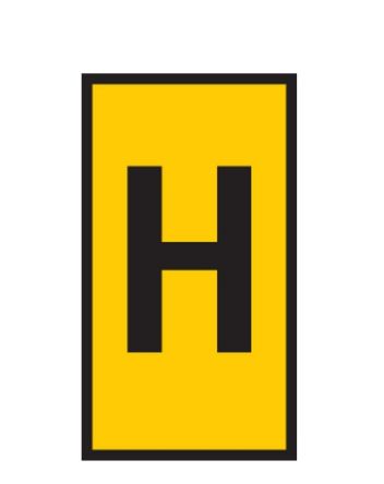 HellermannTyton WIC Kabelmarkierer-Clips Schnappend, Beschriftung: H, Gelb, Ø 2.8mm - 3.8mm