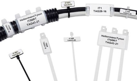 HellermannTyton Helatag 892 White Cable Labels, 28mm Width, 16mm Height, 2500 Qty