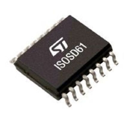 STMicroelectronics ADC ISOSD61TR, 1, 16 Bits, 25Msps, SO16W, 16 Pines