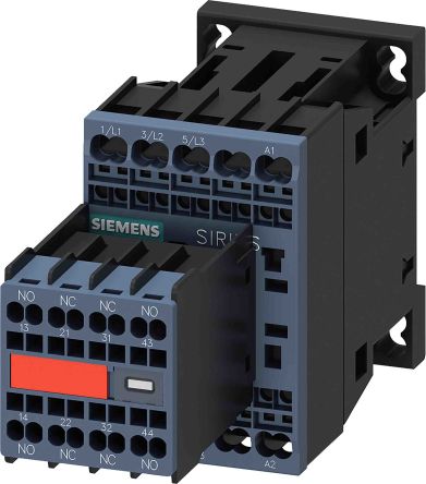 Siemens Contactor SIRIUS De 3 Polos, 2 NA + 2 NC, 12 A, Bobina 24 V Dc, 5,5 KW