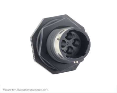 Souriau Circular Connector, 4 Contacts, Panel Mount, IP68, IP69K, UTGX Series