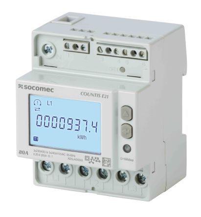 Socomec COUNTIS E2x Energiemessgerät LCD 90mm X 72mm, 2-stellig / 3-phasig