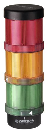 Werma KombiSIGN 72 LED Signalturm 3-stufig Linse Rot/Grün/Gelb Dauer 212mm