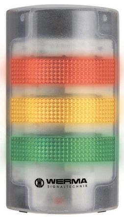 Werma FlatSIGN LED Signalturm 3-stufig Linse Rot/Grün/Gelb LED Rot/Gelb/Grün Rotes Blinken, Dauerzustand 195mm
