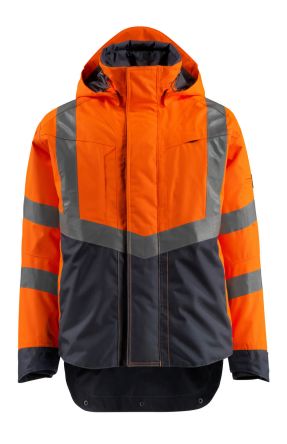 Mascot Workwear Unisex Warnschutzjacke Wasserdicht, Polyester Orange/Marine, Größe L