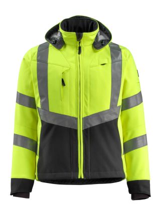 Mascot Workwear Unisex Warn-Softshelljacke Wasserabweisend, Polyester Gelb/Schwarz, Größe L