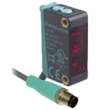 Pepperl + Fuchs ML100 Kubisch Optischer Sensor, Reflektierend, Bereich 5 M, PNP Ausgang, Anschlusskabel