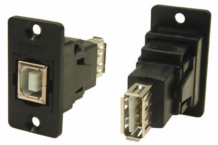 RS PRO USB-Steckverbinder 2.0 B → A, 2-Port Buchse/Buchse / 1.5A, Tafelmontage