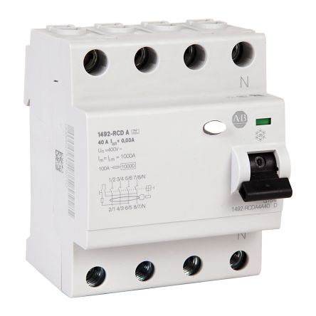 Rockwell Automation Interrupteur Différentiel 1492-RCDA, 4 Pôles, 63A, 30mA, Type A