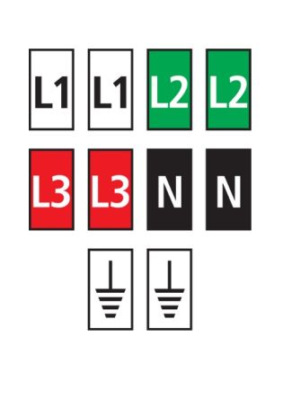 HellermannTyton WIC Kabelmarkierer-Clips Schnappend, Beschriftung: Earth Symbol, L1, L2, L3, N, Farbsortiment, Ø 2.8mm