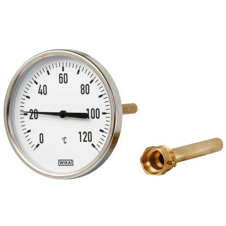 WIKA Zeigerthermometer Rundes Ziffernblatt, 0 → 200 °C, Skalen-Ø 63mm