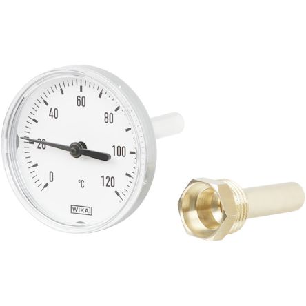 WIKA Zeigerthermometer Rundes Ziffernblatt, 0 → 120 °C, Skalen-Ø 63mm