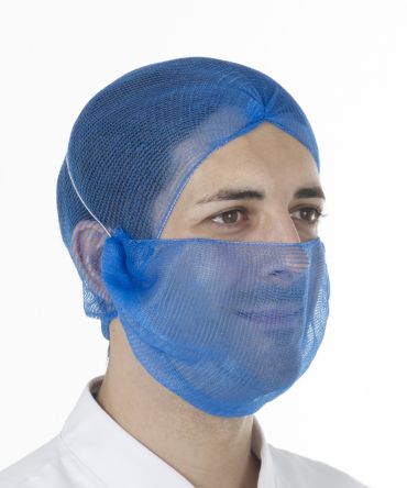 Hairtite Cache Barbe Jetable Bleue En Polypropylène, Taille X Large, Pour Pour Industrie Alimentaire
