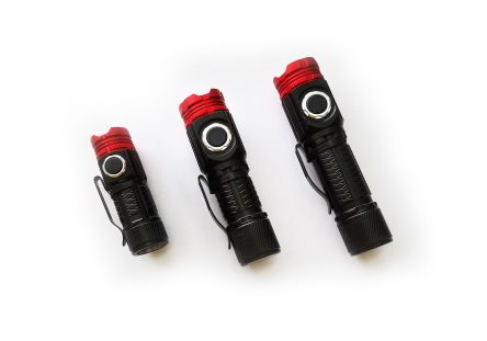 RS PRO 充电式LED手电筒, 600 lm, 锂离子电池, 黑色，红色