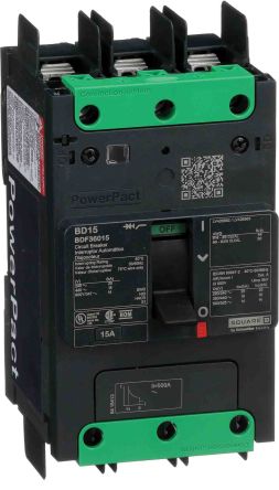 Schneider Electric, PowerPact MCCB 3P 15A, Breaking Capacity 14 KA, Fixed Mount