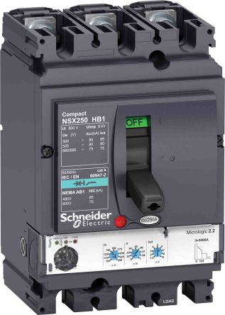 Schneider Electric NSX LV4, Leistungsschalter MCCB 3-polig, 50A / Abschaltvermögen 75 KA 690V, Fest