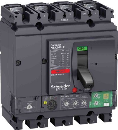 Schneider Electric NSX LV4, Leistungsschalter MCCB 4-polig, 100A / Abschaltvermögen 36 KA 440V, Fest