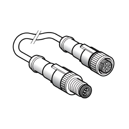 Telemecanique Sensors Cable De Conexión, Con. A M12 Macho, 3 Polos, Con. B M12 Hembra, 3 Polos, Long. 1m