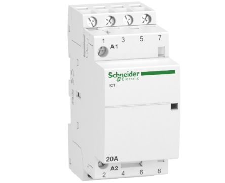 Schneider Electric Contactor Acti9 ICT De 4 Polos, 4 NA, 20 A, Bobina 240 V
