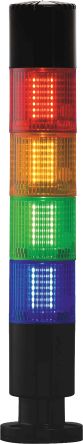 RS PRO LED Signalturm Bis 4-stufig Linse Rot/Grün/Gelb/Blau + Summer Dauer 165mm Multifunktion