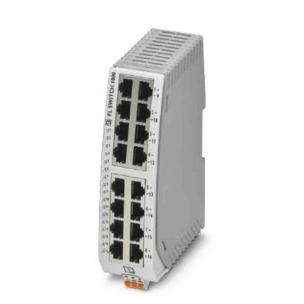 Phoenix Contact Switch Ethernet FL SWITCH 1000 16 Ports RJ45, 100Mbit/s, Montage Rail DIN 24V C.c.