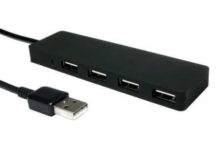 RS PRO, USB 2.0 USB-Hub, 4 USB Ports, USB A, USB, 105 X 30 X 10mm