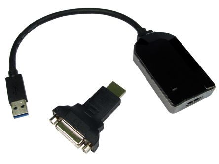 RS PRO Adapter, USB 3.0, USB A 1 Display, - HDMI, 1600 X 1200