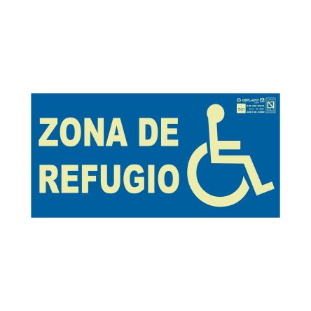 S21 Señalización Señal Táctil SAL-5255, Equipo De Seguridad, Idioma: Español, Mensaje: Zona De Refugio, 160mm X 320 Mm