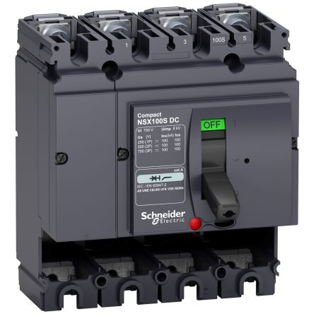 Schneider Electric, ComPact MCCB Molded Case Circuit Breaker 4P 100A, Fixed Mount
