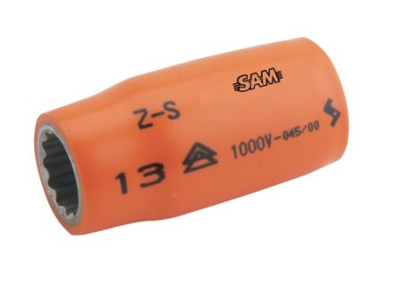SAM 1/2 In Drive 11mm Insulated Standard Socket, 12 Point, VDE/1000V, 52 Mm Overall Length