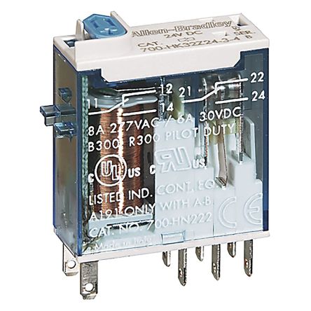Rockwell Automation Plug In Non-Latching Relay, 240V Ac Coil, 8A Switching Current, DPDT