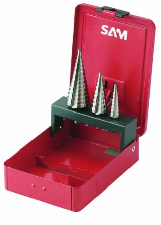 SAM 3-Piece Step Drill Bit Set For Metal, 30mm Max, 4mm Min, High Speed Steel Bits