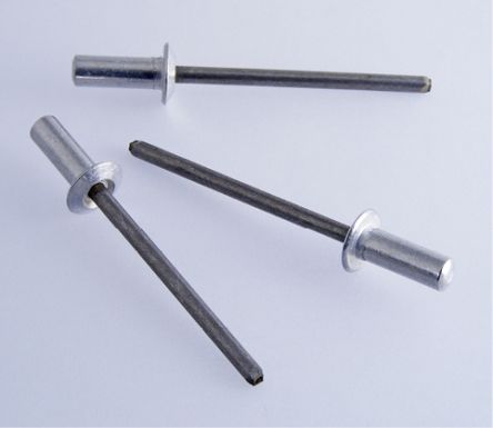 POP铆钉, 3.2mm直径 盲铆钉 7.6mm长钢, 3.4mm固定孔径 天然色