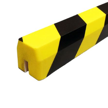RS PRO Espuma Protectora De Esquinas De Poliuretano Negro/amarillo, Long. 1000mm, Anch. 40mm
