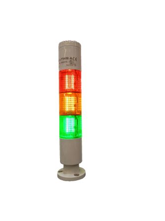 RS PRO Colonnes Lumineuses Pré-configurées à LED Feu Fixe, Rouge / Vert / Ambre Avec Buzzer, 24 V (c.a./c.c.)