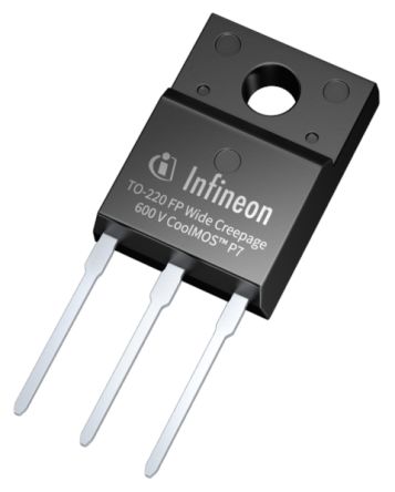 Infineon MOSFET, Canale N, 180 M.Ω, 18 A, TO-220 FP, Su Foro