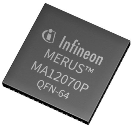 Infineon Circuito Integrado De Amplificador De Vídeo MA12070PXUMA1, Amplificador Digital 9MHZ 160W QFN De 64 Contactos, 64-Pines
