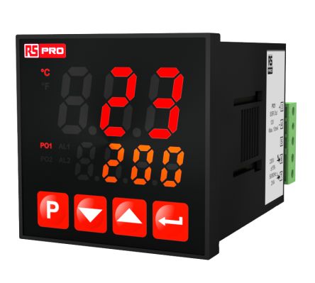 RS PRO Controlador De Temperatura PID, 48 X 48mm, 100 → 240 V., 2 Entradas TC, RTD, 3 Salidas Relé, SSR
