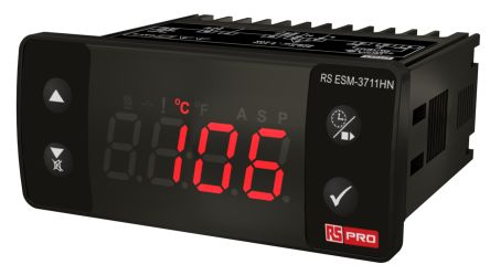 RS PRO Controlador De Temperatura ON/OFF, 77 X 35mm, 100 → 240 V Dc, 1 Entrada Termopar De Tipo K, 1 Salida Relé