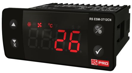 RS PRO Zweipunkt-Temperaturregler Tafelmontage, 3 X Relais Ausgang/ NTC Eingang, 24 V, 77 X 35mm