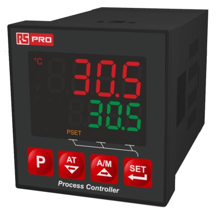 RS PRO Panel Mount PID Temperature Controller, 48 X 48mm 3 Input, 3 Output Relay, 24 V Supply Voltage ON/OFF, PID