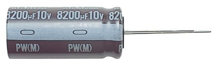 Nichicon Condensador Electrolítico Serie UPW, 470μF, 50V Dc, Radial, Orificio Pasante, 12.5 (Dia.) X 20mm, Paso 5mm