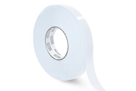 RS PRO White Double Sided Paper Tape, Non-Woven Backing, 9mm x 50m